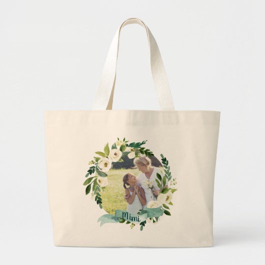 Sweet Greenery Wreath Mimi Foto Grote Tote Bag (Voorkant)