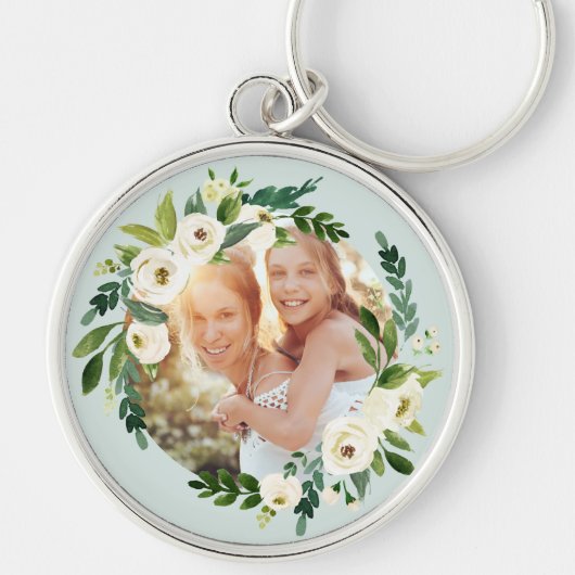 Sweet Greenery Wreath Moederdag Foto Gift Sleutelhanger (Voorkant)