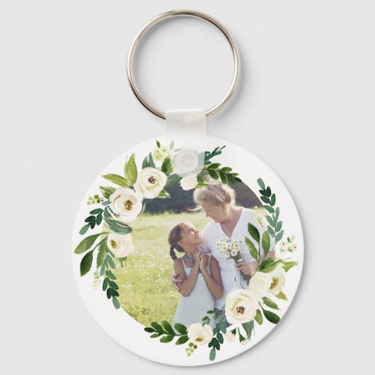 Sweet Greenery Wreath Photo Gift for Grandma Sleutelhanger (Voorkant)