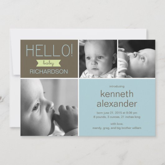 Sweet Greeting Baby Foto geboorteaankondiging Aankondiging (Voorkant)