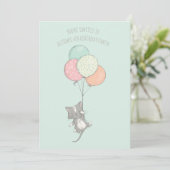 Sweet Grey Cat met Balloons Birthday Party Kaart (Staand voorkant)