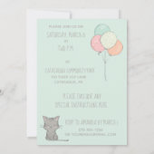 Sweet Grey Cat met Balloons Birthday Party Kaart (Achterkant)