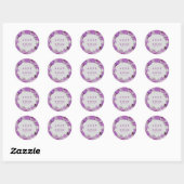 Sweet Grey en Paarse bloemenbruiloft Ronde Sticker (Vel)