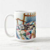 Sweet Grey Kat Slapen op een Quilt Koffiemok (Links)