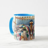 Sweet Grey Kat Slapen op een Quilt Mok (Voorkant links)