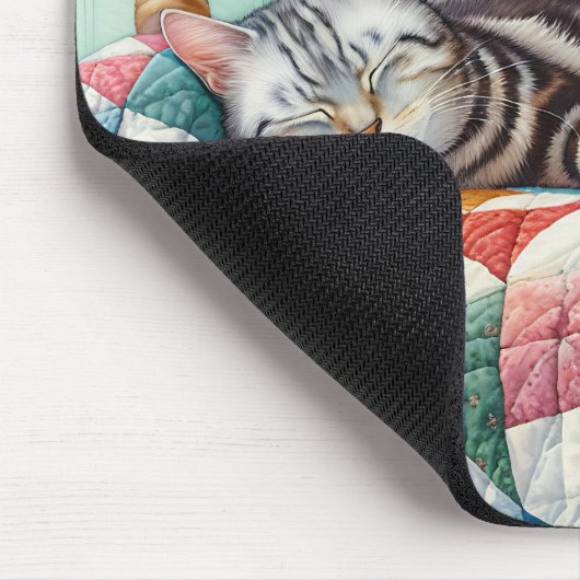 Sweet Grey Kat Slapen op een Quilt Muismat (Hoek)