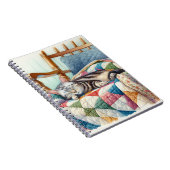 Sweet Grey Kat Slapen op een Quilt Notitieboek (Rechterzijde)