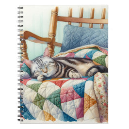 Sweet Grey Kat Slapen op een Quilt Notitieboek