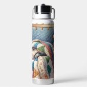 Sweet Grey Kat Slapen op een Quilt Waterfles (Achterkant)