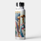 Sweet Grey Kat Slapen op een Quilt Waterfles (Rechts)