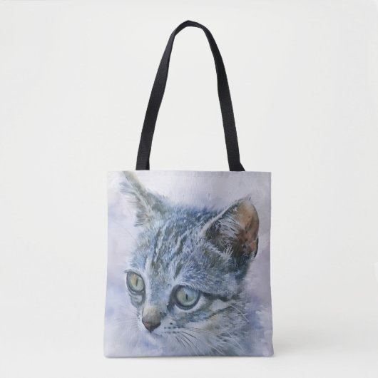 Sweet Grey Kitten Art Canvas tas (Voorkant)