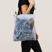 Sweet Grey Kitten Art Canvas tas (Dichtbij)