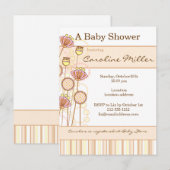 Sweet Groovy Blooms Baby shower Uitnodiging Briefkaart (Voorkant / Achterkant)
