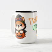 Sweet Halloween - Trick or Teat? mug Tweekleurige Koffiemok (Voorkant links)
