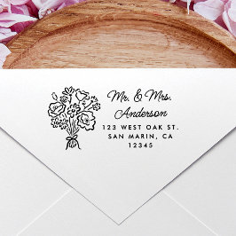 Sweet Hand-Drawn Floral Bouquet Retouradres Zelfinktende Stempel