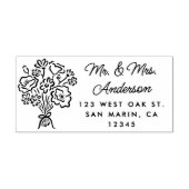 Sweet Hand-Drawn Floral Bouquet Retouradres Zelfinktende Stempel (Design)