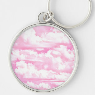 Sweet Happy Fuchsia roze wolken Sleutelhanger