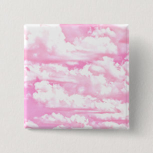 Sweet Happy Fuchsia roze wolken Vierkante Button 5,1 Cm