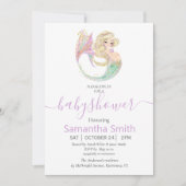 SWEET Happy MERMAID Baby shower Invitation Aankondiging (Voorkant)