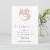 SWEET Happy MERMAID Baby shower Invitation Aankondiging (Staand voorkant)