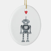 Sweet, Happy Robot met Little Red Heart Keramisch Ornament (Rechts)