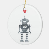 Sweet, Happy Robot met Little Red Heart Keramisch Ornament (Links)