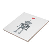 Sweet, Happy Robot met Little Red Heart Tegeltje (Zijkant)
