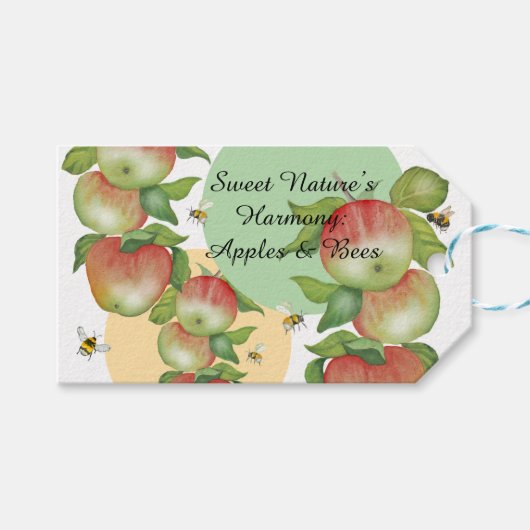 Sweet Harmony: Waterverf appels en een bij Cadeaulabel (Voorkant (Horizontaal))