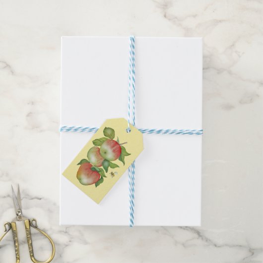 Sweet Harmony: Waterverf appels en een bij Cadeaulabel (Met Touw)