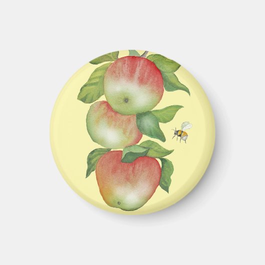 Sweet Harmony: Waterverf appels en een bij Magneet (Voorkant)