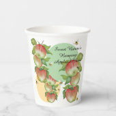 Sweet Harmony: Waterverf appels en een bij Papieren Bekers (Voorkant)