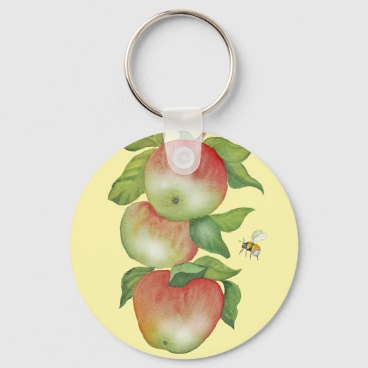 Sweet Harmony: Waterverf appels en een bij Sleutelhanger (Voorkant)