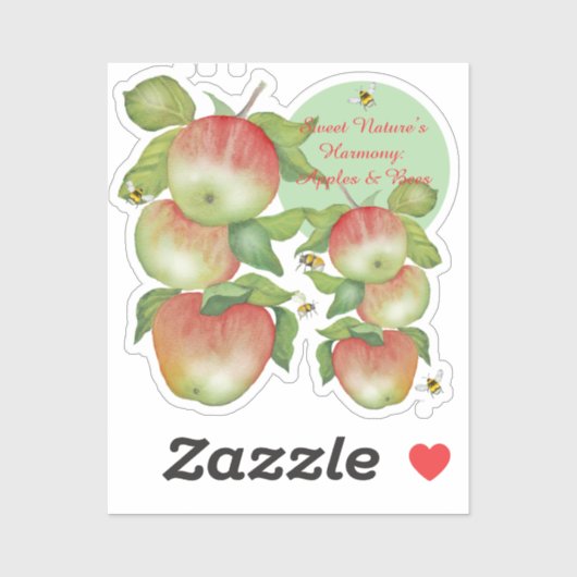 Sweet Harmony: Waterverf appels en een bij Sticker (Vel)