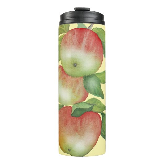 Sweet Harmony: Waterverf appels en een bij Thermosbeker (Voorkant)