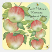 Sweet Harmony: Waterverf appels en een bij Vierkante Sticker (Voorkant)