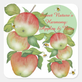 Sweet Harmony: Waterverf appels en een bij Vierkante Sticker
