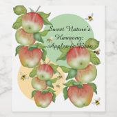 Sweet Harmony: Waterverf appels en een bij Wijn Etiket (Enkel label)