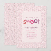 Sweet harten en sproinkles roze verjaardagsfeestje aankondiging (Voorkant / Achterkant)