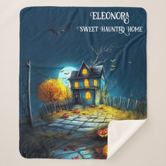 Sweet Haunted Home Halloween Huis Sherpa Deken (Voorkant)