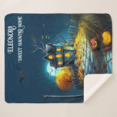 Sweet Haunted Home Halloween Huis Sherpa Deken (Voorkant (horizontaal))