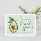 Sweet Heart Avocado Baby shower Dank u Groen Bedankkaart (Staand voorkant)