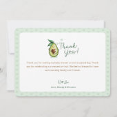 Sweet Heart Avocado Baby shower Dank u Groen Bedankkaart (Achterkant)