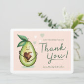 Sweet Heart Avocado Baby shower Dank u Roze Bedankkaart (Staand voorkant)