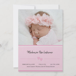 Sweet Heart Baby Girl Foto aankondiging Roze