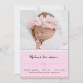 Sweet Heart Baby Girl Fotoaankondiging Roze Aankondiging (Voorkant)