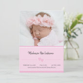 Sweet Heart Baby Girl Fotoaankondiging Roze Aankondiging (Staand voorkant)