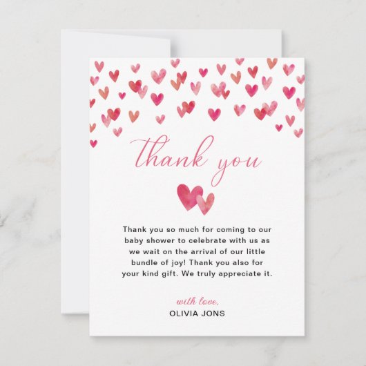 Sweet heart-Baby shower Bedankkaart (Voorkant)