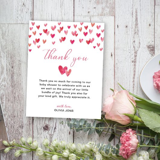 Sweet heart-Baby shower Bedankkaart