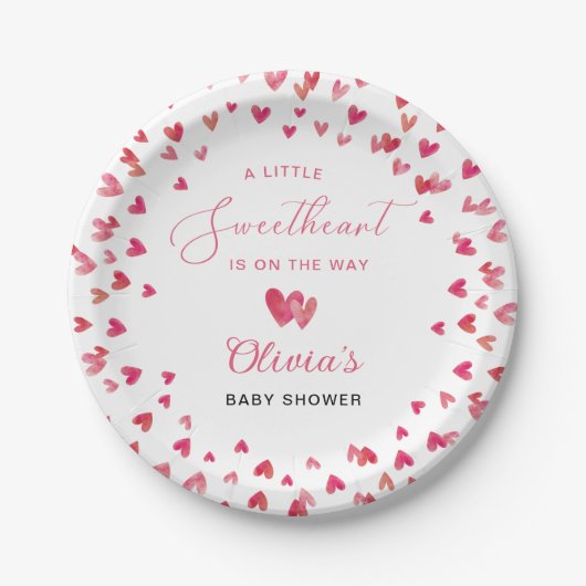 Sweet Heart Baby shower Papieren Bordje (Voorkant)