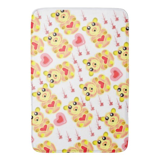 Sweet Heart Bear Nursery Pattern Badmat (Voorkant Verticaal)